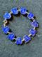 Vintage Meka Denmark Sterling Silver Blue Enamel Rare Dog Heads Bracelet 6.5
