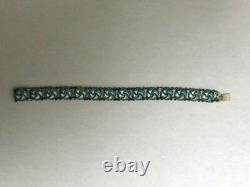 Vintage Meka Reklamegaver Sterling Silver Bracelet with Blue Enamel Links 7 1/4