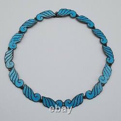 Vintage Mid Century Beto Taxco, Mexico Blue Enamel, Necklace, Bracelet, Earrings