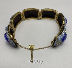 Vintage Mid Century Modern Brutalist Limoges Copper Enamel Bracelet