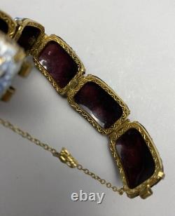 Vintage Mid Century Modern Brutalist Limoges Copper Enamel Bracelet