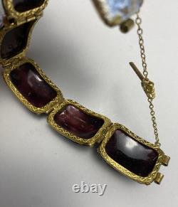 Vintage Mid Century Modern Brutalist Limoges Copper Enamel Bracelet