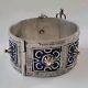 Vintage Moroccan Silver Blue Enamel Cuff Bracelet 8