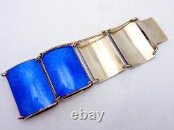 Vintage Norway Norwegian Sterling Silver Vermeil Blue Enamel Bracelet 26548