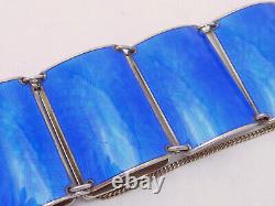 Vintage Norway Norwegian Sterling Silver Vermeil Blue Enamel Bracelet 26548