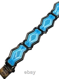Vintage Norway Sterling Silver 925 Bernard Meldahl Blue Enamel Bracelet