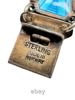Vintage Norway Sterling Silver 925 Bernard Meldahl Blue Enamel Bracelet