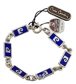 Vintage PIERRE CARDIN Sterling Silver / Blue Enamel Ladies Bracelet with Tags