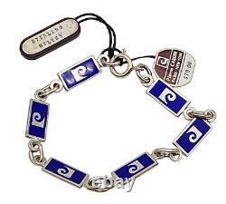 Vintage PIERRE CARDIN Sterling Silver / Blue Enamel Ladies Bracelet with Tags