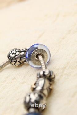 Vintage Pandora Bracelet with Charms Sterling Silver 925 Authentic Blue Enamel