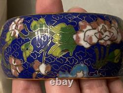 Vintage Porcelain, Blue Enamel, Gold Gilt Cloisonne Heavy & Wide Bracelet