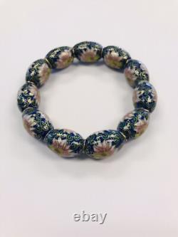Vintage Royal Blue Lotus Flower Chinese Cloisonne Bangle