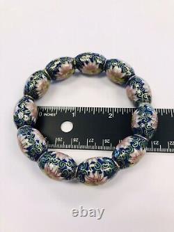 Vintage Royal Blue Lotus Flower Chinese Cloisonne Bangle