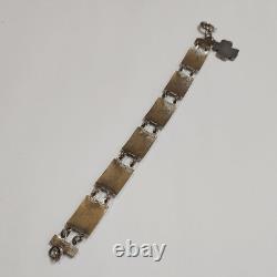 Vintage Russian Hand Painted Flower Link Enamel Bracelet USSR