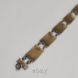 Vintage Russian Hand Painted Flower Link Enamel Bracelet USSR