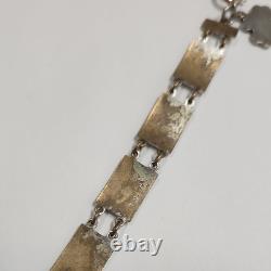 Vintage Russian Hand Painted Flower Link Enamel Bracelet USSR
