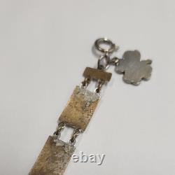 Vintage Russian Hand Painted Flower Link Enamel Bracelet USSR