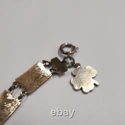 Vintage Russian Hand Painted Flower Link Enamel Bracelet USSR
