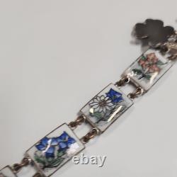 Vintage Russian Hand Painted Flower Link Enamel Bracelet USSR