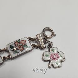 Vintage Russian Hand Painted Flower Link Enamel Bracelet USSR