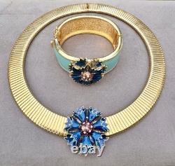 Vintage Russian Imperial Blue Enamel Necklace & Bracelet By CINER For The MMA