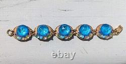 Vintage Ruth Buol Blue Glass Enamel On Copper Bracelet Mid Century Modernist