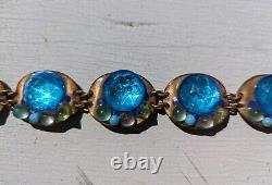 Vintage Ruth Buol Blue Glass Enamel On Copper Bracelet Mid Century Modernist