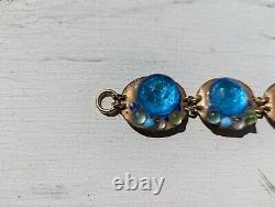 Vintage Ruth Buol Blue Glass Enamel On Copper Bracelet Mid Century Modernist