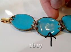 Vintage Ruth Buol enamel & glass Blue bracelet 50s modernist 60s Opal Opalescent