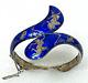 Vintage Siam Niello Sterling Cobalt Blue Hinged Enamel Bangle Bracelet