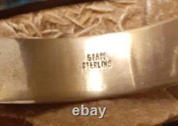 Vintage Siam Sterling Silver Blue Enamel Lady Dancer Bracelet Size Average