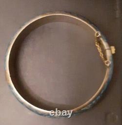 Vintage Siam Sterling Silver Blue Enamel Lady Dancer Bracelet Size Average