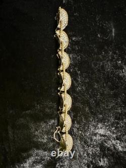 Vintage Signed Jomaz Gold Pave and Blue Enamel Empress Drum Link Bracelet