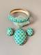 Vintage Signed Marvella Blue & Green Enamel Bracelet, Brooch & Earring Set