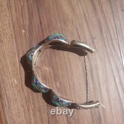Vintage Silver Women's Jewelry Filigree Bracelet Natural Turquoise Enamel 50 gr