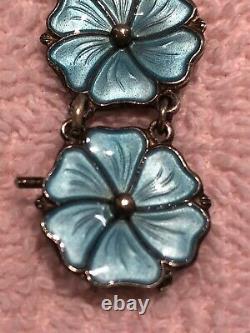 Vintage Sterling Norway Askel Holmsen Blue Flower Enamel Bracelet EUC