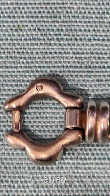 Vintage Sterling Puffy Heart Charm Bracelet Enamel FA Hermann Riker