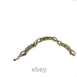 Vintage Sterling Signed 925 Italian Rare Twisted Blue Enamel Link Bracelet 7 1/2