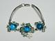 Vintage Sterling Silver 925 Floral Bracelet Blue Stone Enamel Collectible