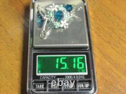 Vintage Sterling Silver 925 Floral Bracelet Blue Stone Enamel Collectible