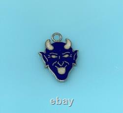 Vintage Sterling Silver Blue Enamel Devil Duke Charm For Bracelet 1.5g