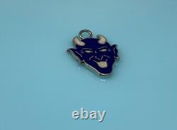 Vintage Sterling Silver Blue Enamel Devil Duke Charm For Bracelet 1.5g