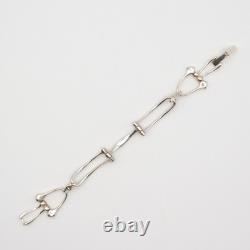 Vintage Sterling Silver Blue Enamel Modernist Link Bracelet(P3674C-NAH)