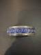 Vintage Sterling Silver Blue Enamel Moroccan Cuff Bracelet