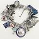 Vintage Sterling Silver Blue Enamel Travel Chunky Full Charm Bracelet 19 Charms