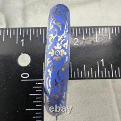 Vintage Sterling Silver Bracelet Cornflower Blue Enamel Niello Dancer Siam 7.5