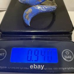 Vintage Sterling Silver Bracelet Cornflower Blue Enamel Niello Dancer Siam 7.5