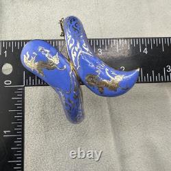 Vintage Sterling Silver Bracelet Cornflower Blue Enamel Niello Dancer Siam 7.5