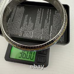 Vintage Sterling Silver Enamel Cloisonné Floral Bangle Bracelet 3 ID 36g. 925