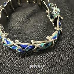 Vintage Sterling Silver Enamel Margot De Taxco Style Snake Bracelet